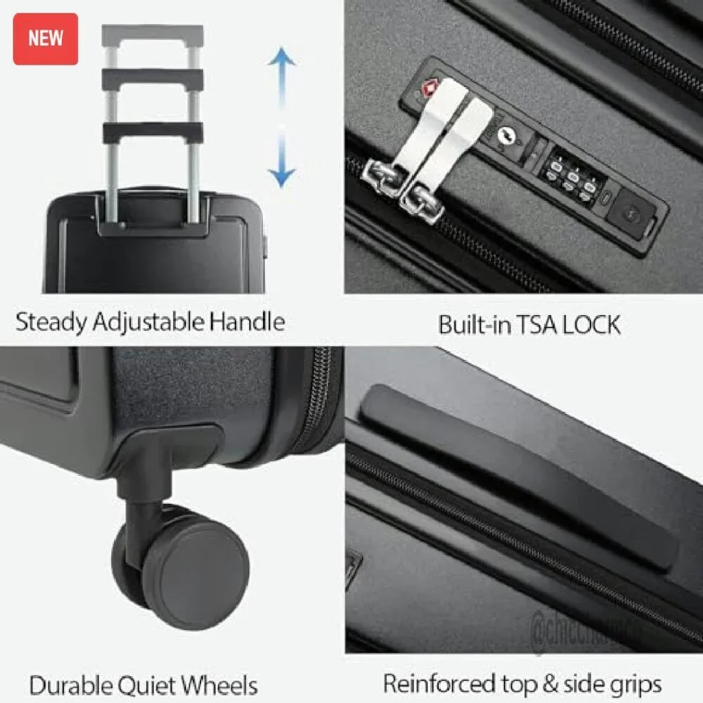 Hard Shell Carry-On Luggage with Spinner Wheels & USB Port